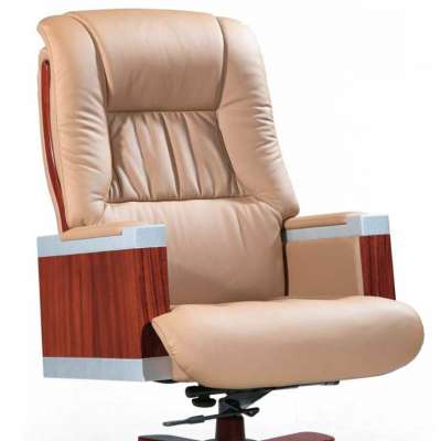 leather office chair adjustable height/wooden office chair 09B-6A