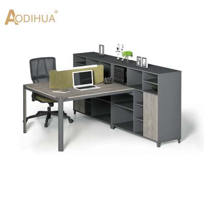 2 Person modular office partition workstation office furniture design with side cabinet