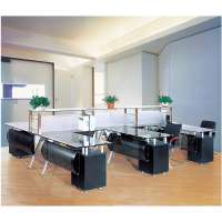 Luxury Boardroom Conference Table Tempered Glass Negotiation Desk